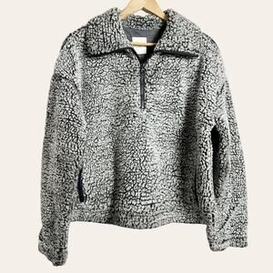 Thread and Supply Gray Wubby Sherpa Zip Pullover Chunky Sweater Size M